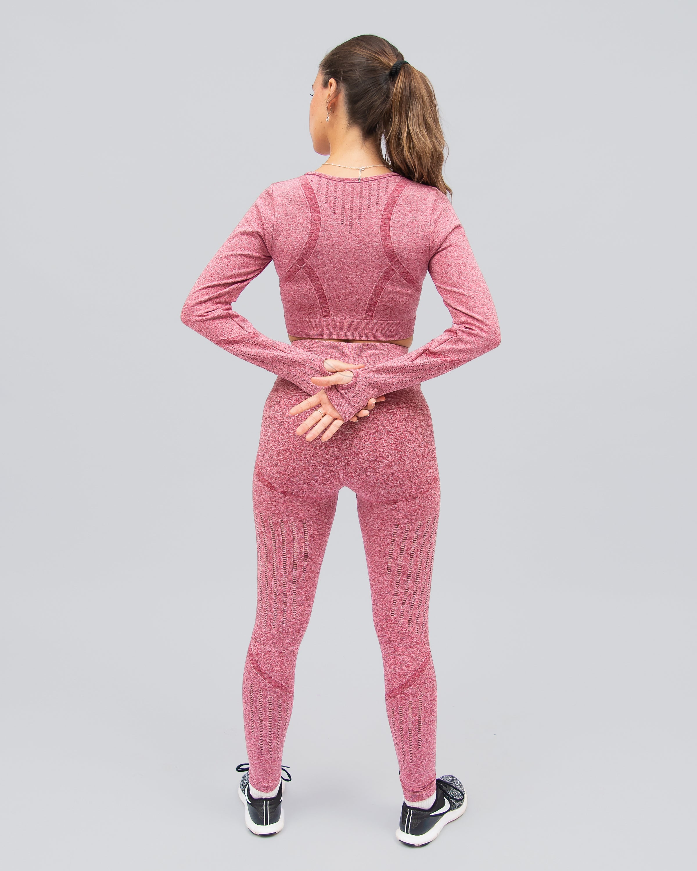 Dynamic Pink Long Sleeve Crop Top